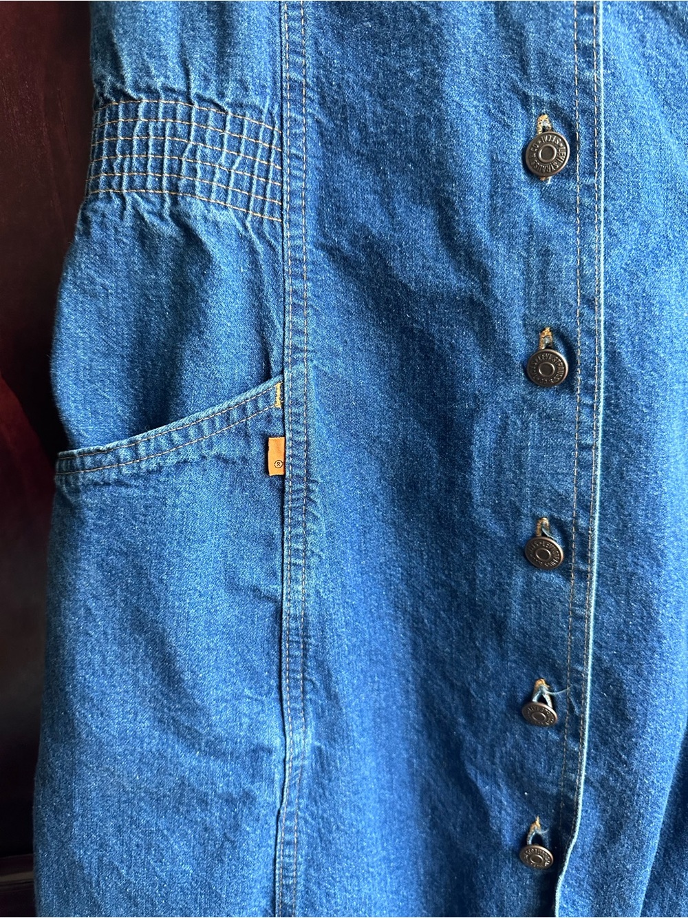 1970s Levi's Denim Tank Dress Button-Front - Picture 13 of 16